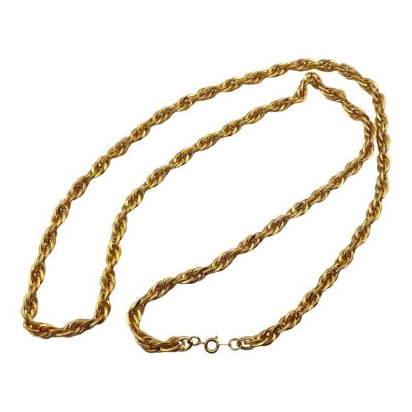 Gold Plated Rope Chain Necklace Textured 12mm 60" - Picture 6 of 10